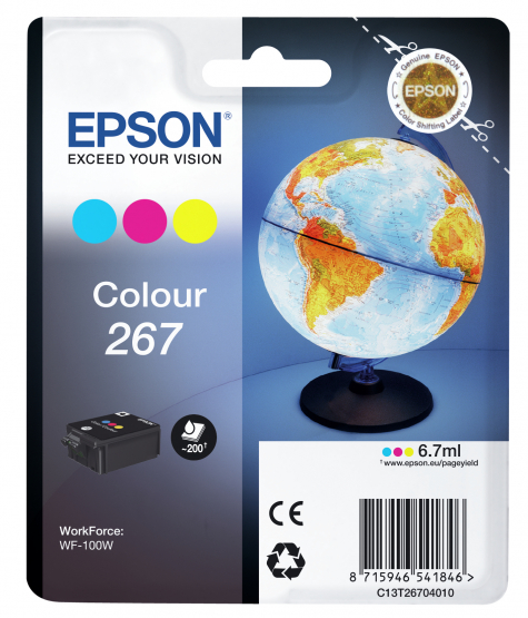 Epson 267 (Globe) Tri-Colour Ink Cartridge - Cyan, Magenta, Yellow (C13T26704010) 