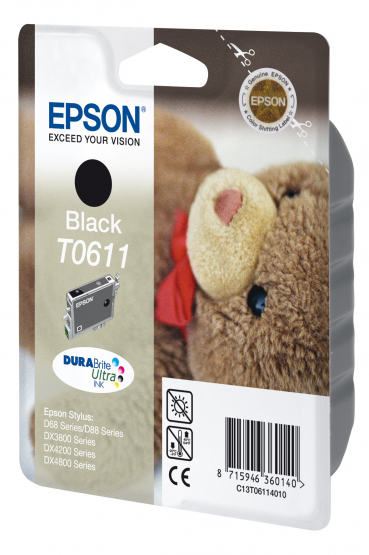 Epson T061 (Teddybear) Black Ink Cartridge - DURABrite Ultra Ink (C13T06114010) 