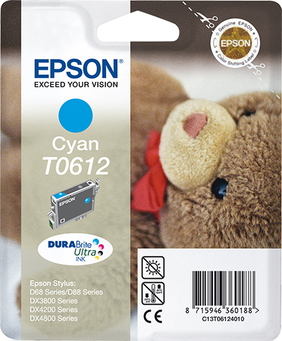 Epson T061 (Teddybear) Cyan Ink Cartridge - DURABrite Ultra Ink (C13T06124010) 