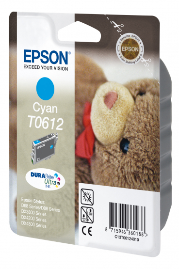 Epson T061 (Teddybear) Cyan Ink Cartridge - DURABrite Ultra Ink (C13T06124010) 