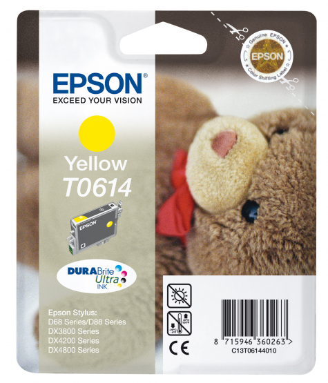 Epson T061 (Teddybear) Yellow Ink Cartridge - DURABrite Ultra Ink (C13T06144010) 