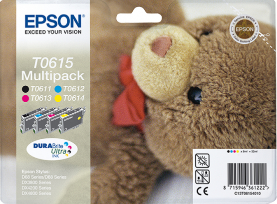 Epson T061 (Teddybear) Ink Cartridge Multipack 4-colours - DURABrite Ultra Ink (C13T06154010) 