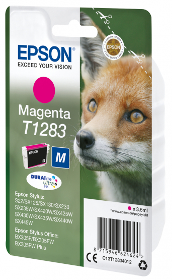 Epson T1283 (Fox) Magenta Ink Cartridge - DURABrite Ultra Ink (C13T12834012) 