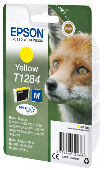 Epson T1284 (Fox) Yellow Ink Cartridge - DURABrite Ultra Ink (C13T12844012) 