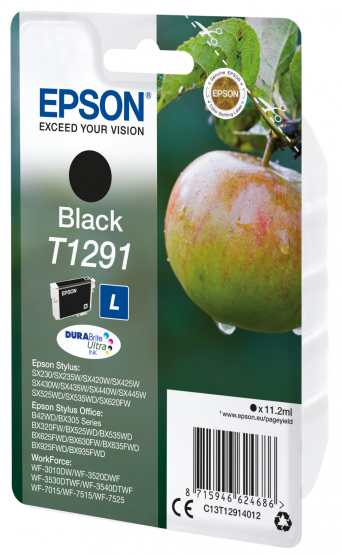 Epson T1291 (Apple) Black Ink Cartridge - DURABrite Ultra Ink (C13T12914012) 