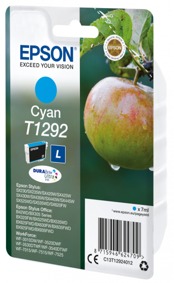 Epson T1292 (Apple) Cyan Ink Cartridge - DURABrite Ultra Ink (C13T12924012) 