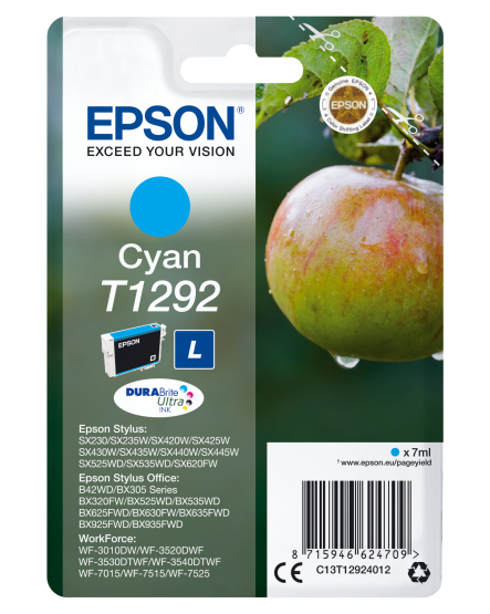 Epson T1292 (Apple) Cyan Ink Cartridge - DURABrite Ultra Ink (C13T12924012) 