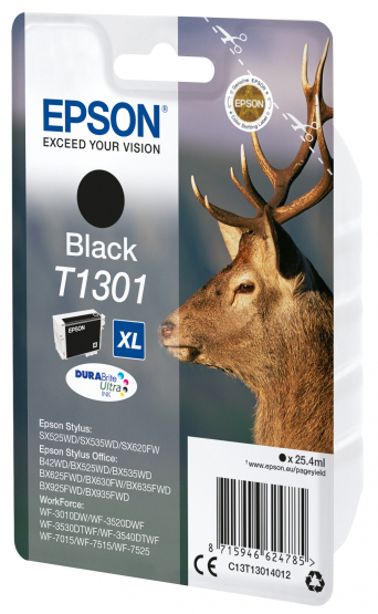 Epson T1301 (Stag) Black Ink Cartridge - DURABrite Ultra Ink (C13T13014012) 