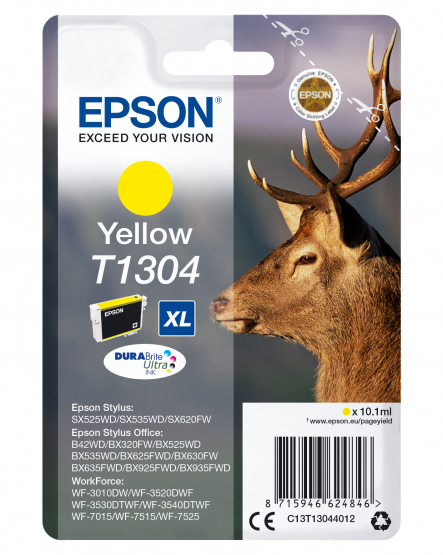 Epson T1304 (Stag) Yellow Ink Cartridge - DURABrite Ultra Ink (C13T13044012) 