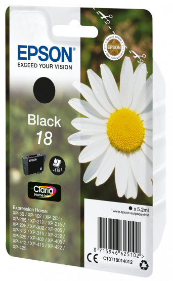 Epson 18 (Daisy) Black Ink Cartridge - Claria Home Ink (C13T18014012) 