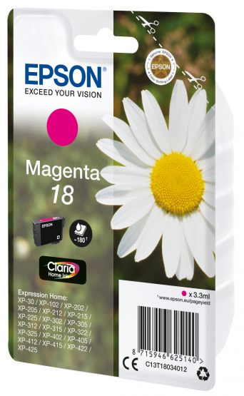 Epson 18 (Daisy) Magenta Ink Cartridge - Claria Home Ink (C13T18034012) 