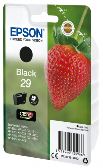 Epson 29 (Strawberry) Black Ink Cartridge - Claria Home Ink (C13T29814012) 