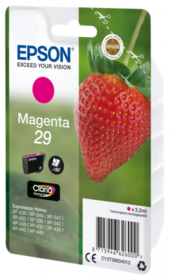 Epson 29 (Strawberry) Magenta Ink Cartridge - Claria Home Ink (C13T29834012) 