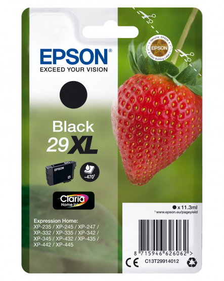 Epson 29XL (Strawberry) Black Ink Cartridge - Claria Home Ink - High Capacity (C13T29914012) 