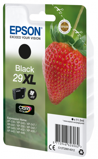 Epson 29XL (Strawberry) Black Ink Cartridge - Claria Home Ink - High Capacity (C13T29914012) 