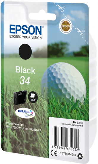 Epson 34 (Golf Ball) Black Ink Cartridge - DURABrite Ultra Ink(C13T34614010) 