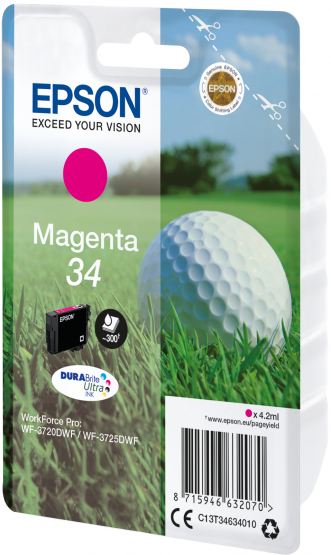 Epson 34 (Golf Ball) Magenta Ink Cartridge - DURABrite Ultra Ink (C13T34634010) 