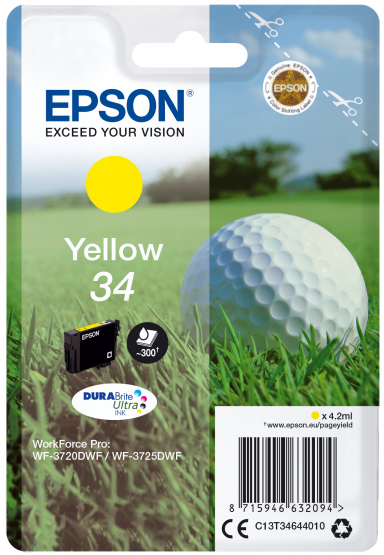 Epson 34 (Golf Ball) Yellow Ink Cartridge - DURABrite Ultra Ink (C13T34644010) 
