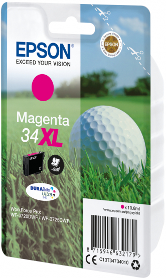 Epson 34XL (Golf Ball) Magenta Ink Cartridge - DURABrite Ultra Ink - High Capacity (C13T34734010) 