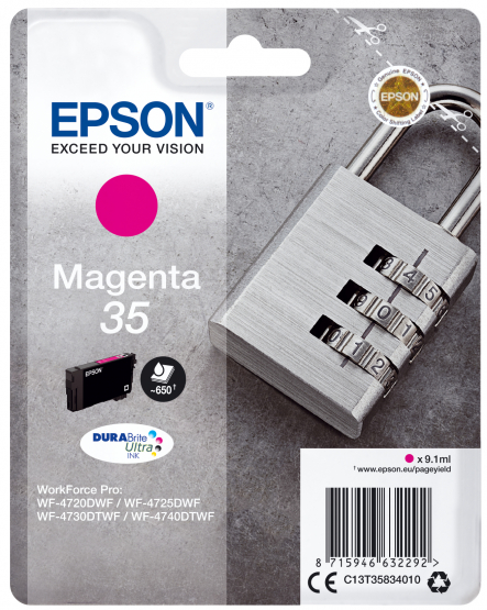 Epson 35 (Padlock) Magenta Ink Cartridge - DURABrite Ultra Ink (C13T35834010) 