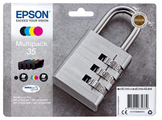 Epson 35 (Padlock) Ink Cartridge Multipack 4-colours - DURABrite Ultra Ink (C13T35864010) 