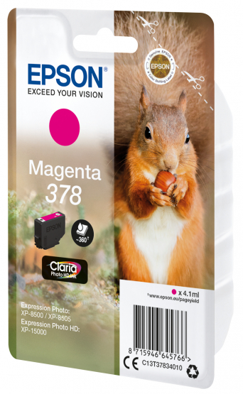 Epson 378 (Squirrel) Magenta Ink Cartridge - Claria Photo HD Ink (C13T37834010) 