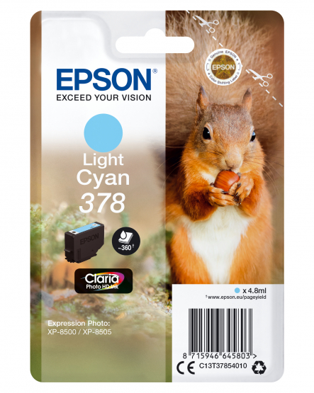 Epson 378 (Squirrel) Light Cyan Ink Cartridge - Claria Photo HD Ink (C13T37854010) 