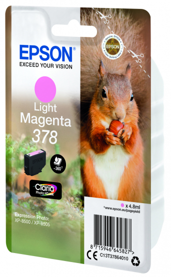 Epson 378 (Squirrel) Light Magenta Ink Cartride - Claria Photo HD Ink (C13T37864010) 