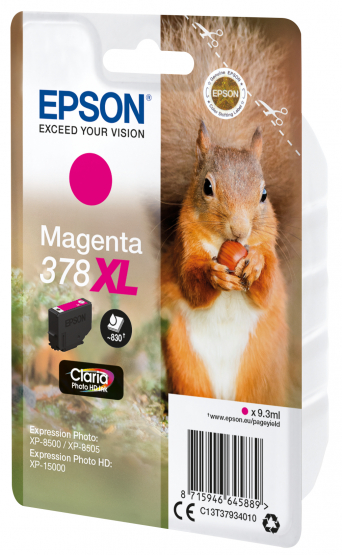 Epson 378XL (Squirrel) Magenta Ink Cartridge - Claria Photo HD Ink - High Capacity (C13T37934010) 