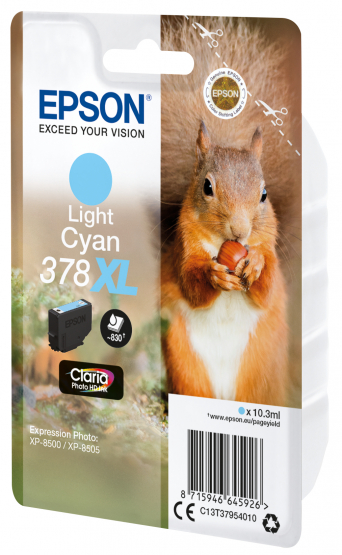 Epson 378XL (Squirrel) Light Cyan Ink Cartridge - Claria Photo HD Ink - High Capacity (C13T37954010) 