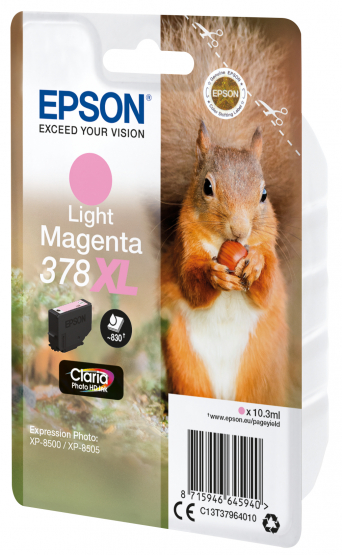 Epson 378XL (Squirrel) Light Magenta Ink Cartridge - Claria Photo HD Ink - High Capacity (C13T37964010) 