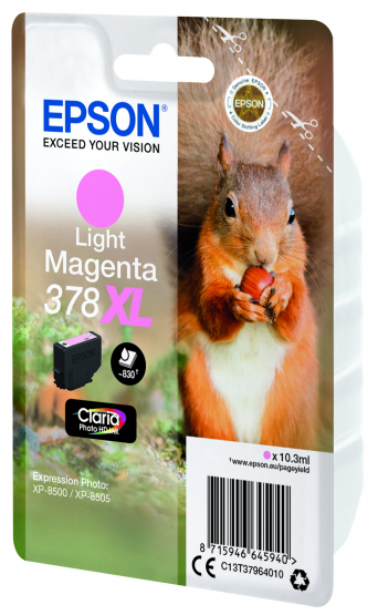 Epson 378XL (Squirrel) Light Magenta Ink Cartridge - Claria Photo HD Ink - High Capacity (C13T37964010) 