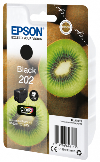 Epson 202 (Kiwi) Black Ink Cartridge - Claria Premium Ink (C13T02E14010) 
