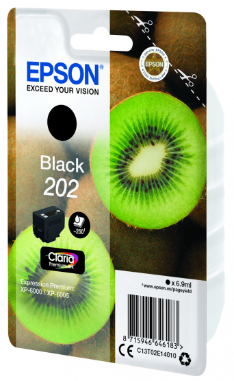 Epson 202 (Kiwi) Black Ink Cartridge - Claria Premium Ink (C13T02E14010) 