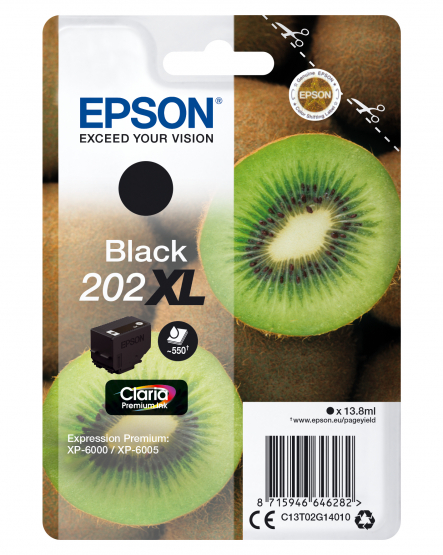 Epson 202XL (Kiwi) Black Ink Cartridge - Claria Premium Ink - High Capacity (C13T02G14010) 