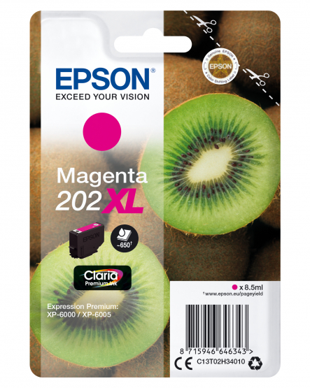 Epson 202XL (Kiwi) Magenta Ink Cartridge - Claria Premium Ink - High Capacity (C13T02H34010) 