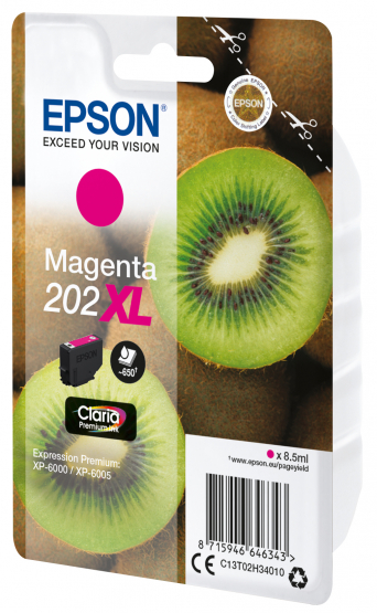 Epson 202XL (Kiwi) Magenta Ink Cartridge - Claria Premium Ink - High Capacity (C13T02H34010) 