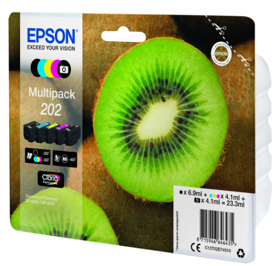 Epson 202 (Kiwi) Ink Cartridge Multi-Pack 5-colours - Claria Premium Ink (C13T02E74010) 