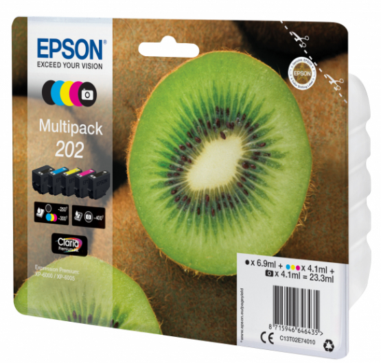 Epson 202 (Kiwi) Ink Cartridge Multi-Pack 5-colours - Claria Premium Ink (C13T02E74010) 