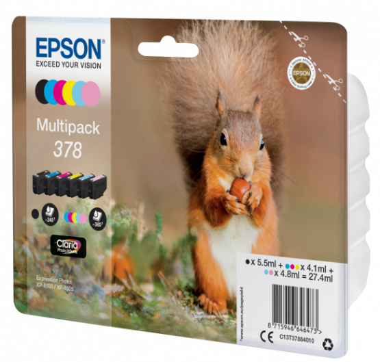 Epson 378 (Squirrel) Ink Cartridge Multipack 6-colours - Claria Photo HD Ink (C13T37884010) 
