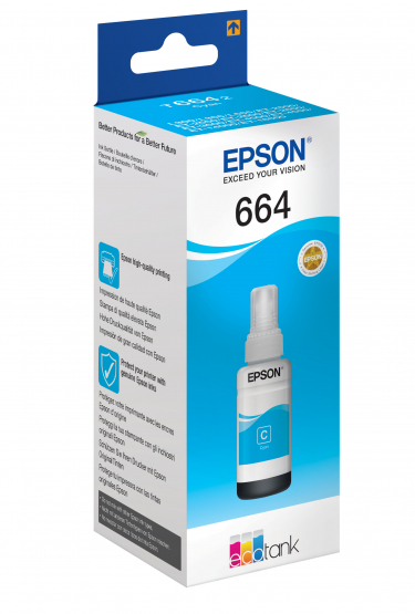 Epson 664 Ecotank Cyan Ink Bottle (70ml) (C13T664240) 