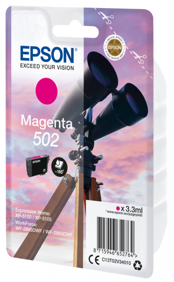 Epson 502 (Binoculars) Magenta Ink Cartridge (C13T02V34010) 