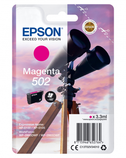 Epson 502 (Binoculars) Magenta Ink Cartridge (C13T02V34010) 