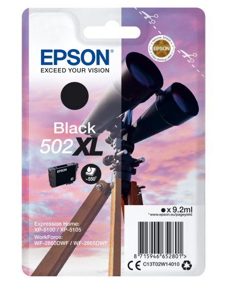 Epson 502XL (Binoculars) Black Ink Cartridge- High Capacity (C13T02W14010) 