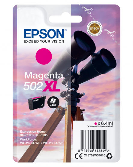 Epson 502XL (Binoculars) Magenta Ink Cartridge - High Capacity (C13T02W34010) 