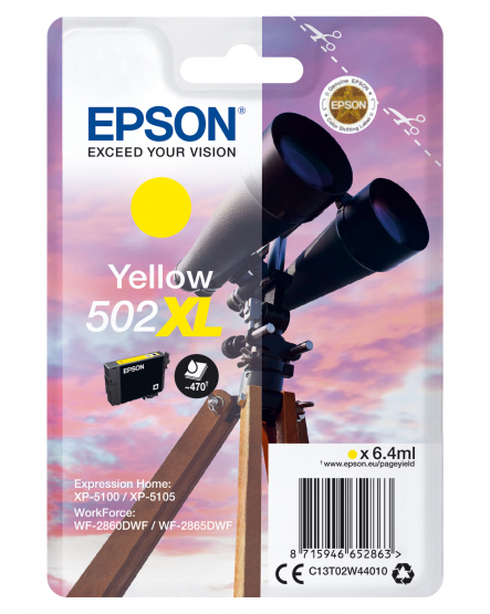 Epson 502XL (Binoculars) Yellow Ink Cartridge - High Capacity (C13T02W44010) 