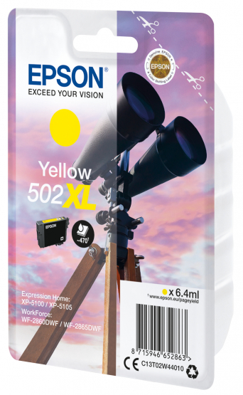 Epson 502XL (Binoculars) Yellow Ink Cartridge - High Capacity (C13T02W44010) 