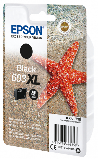Epson 603XL (Starfish) Black Ink Cartridge - High Capacity (C13T03A14010) 