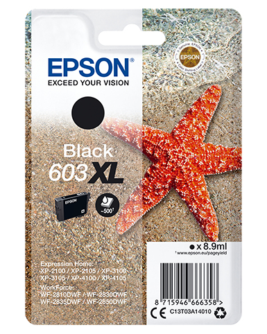 Epson 603XL (Starfish) Black Ink Cartridge - High Capacity (C13T03A14010) 