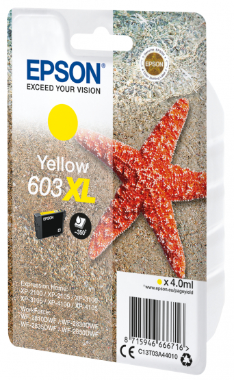 Epson 603XL (Starfish) Yellow Ink Cartridge - High Capacity (C13T03A44010) 